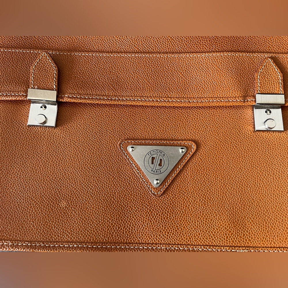 New Vintage Renoma Paris Maroquinerie Brown Leather Messenger Bag Briefcase - Picture 4 of 10